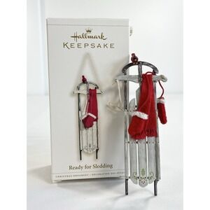 Vintage 2006 Hallmark "Ready for Sledding" Christmas‎ Ornament Sled Cardinal